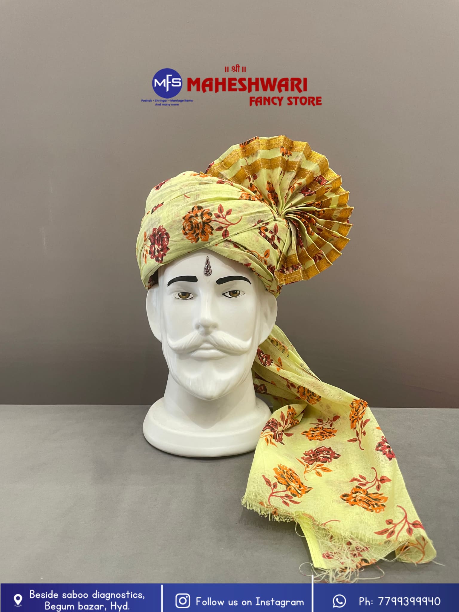 Digital Pista Green Barati Pagdi Fabric